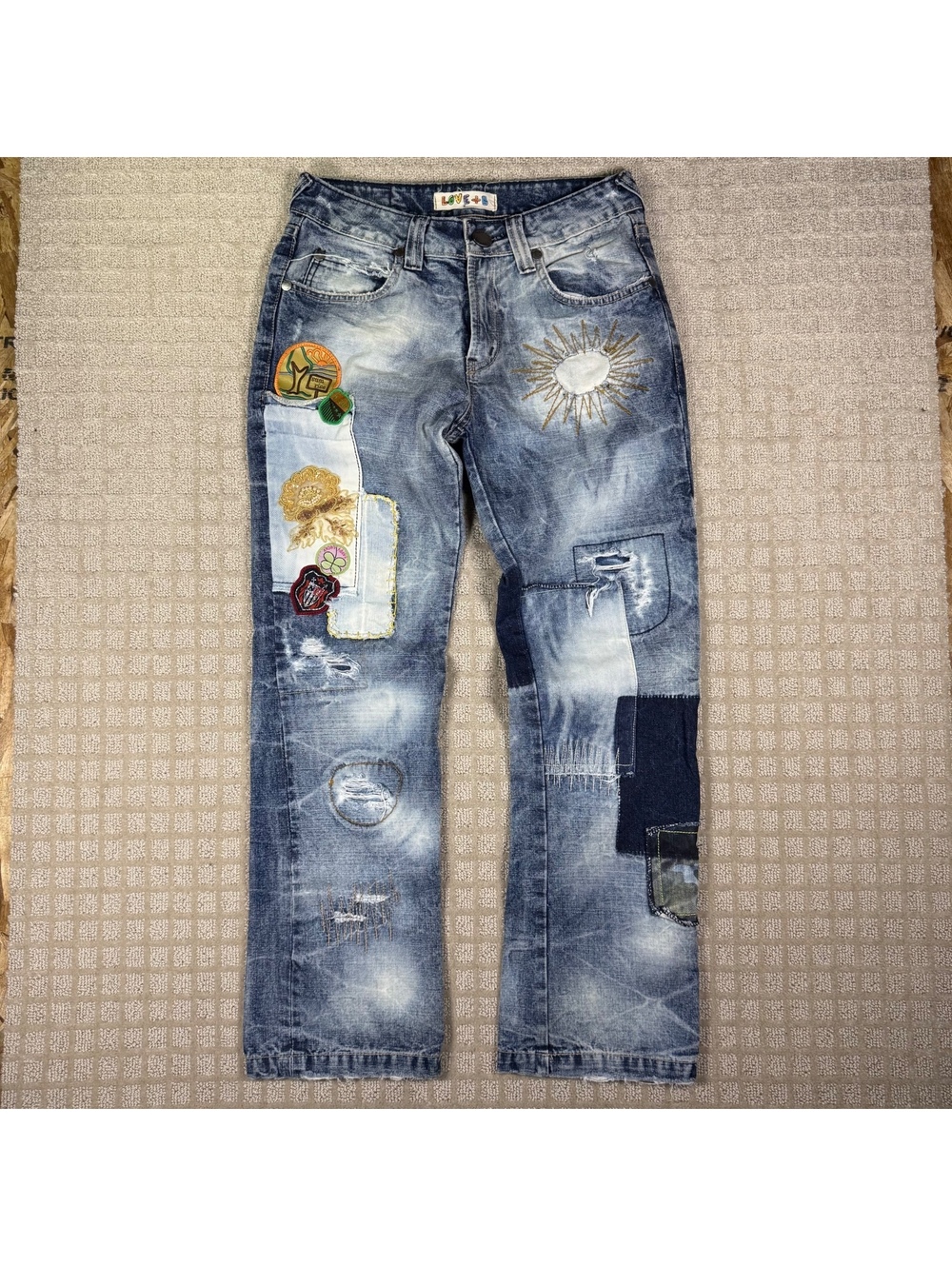 Y2K Patchwork Distressed Embroidered Jeans 30